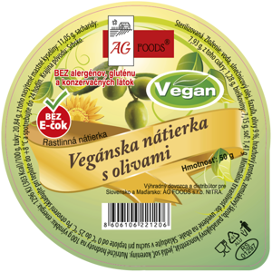 AG Foods Vegánska nátierka s olivami 50 g